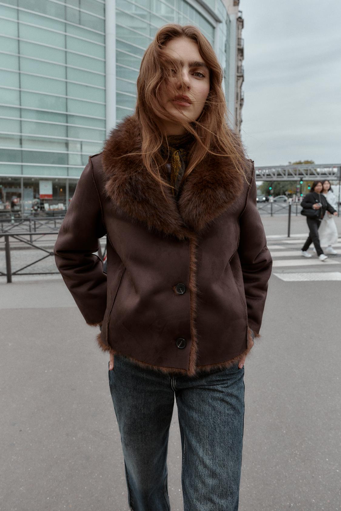 REVERSIBLE SUEDE-EFFECT FAUX FUR JACKET