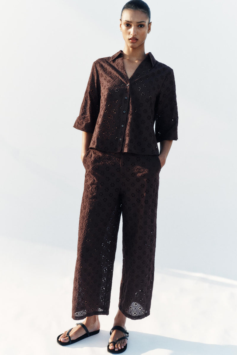 PANTALON JUPE-CULOTTE BRODERIES PERFORÉES