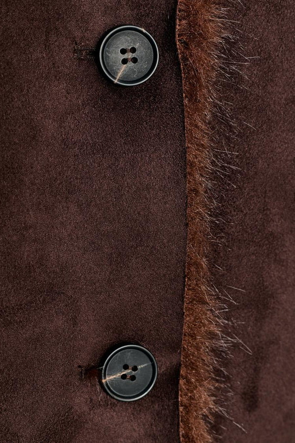 VESTE RÉVERSIBLE EFFET DAIM ET FAUSSE FOURRURE