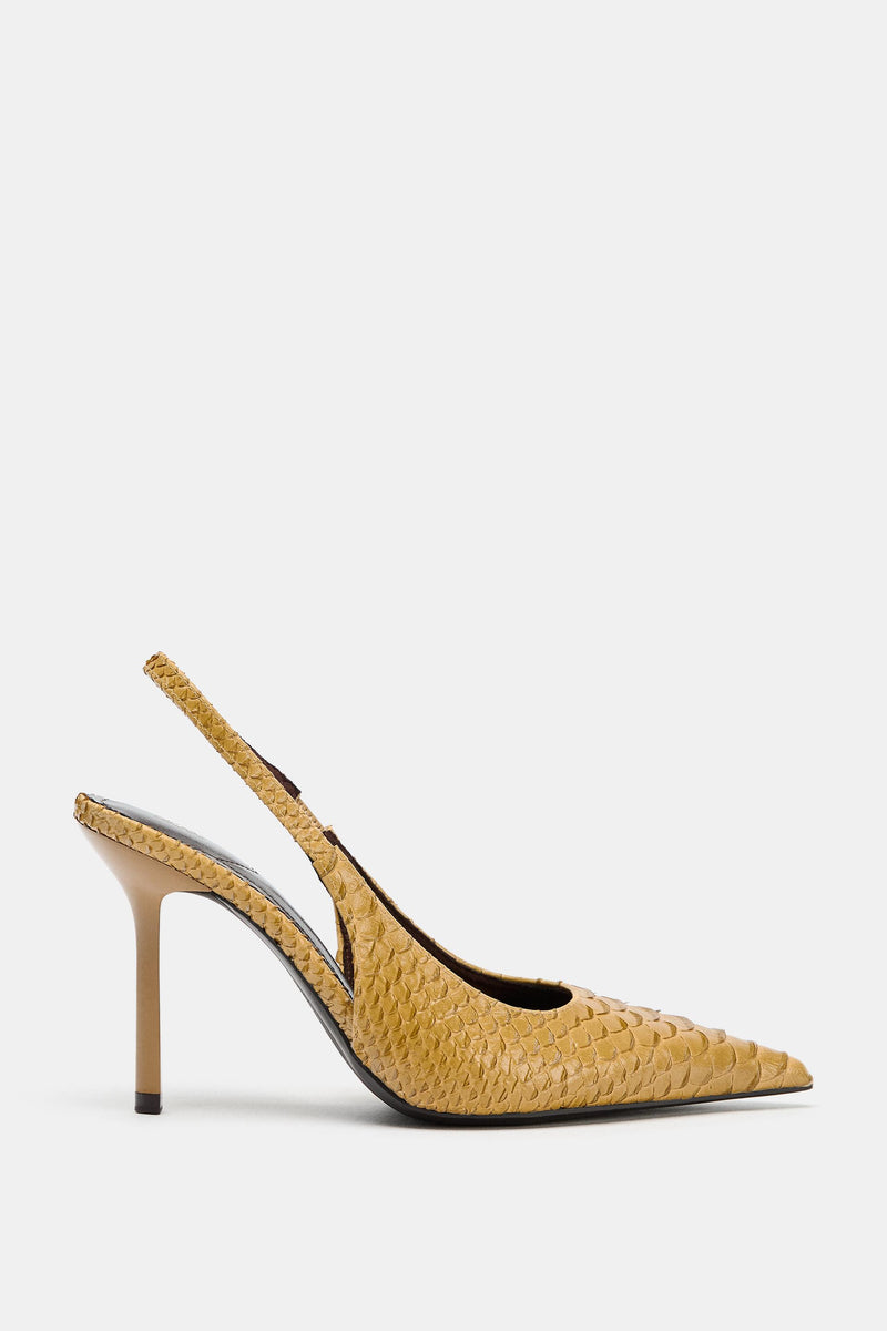 CHAUSSURES À TALONS OUVERTES À L'ARRIÈRE AVEC EFFET RELIEF