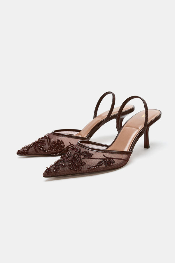 CHAUSSURES À TALONS EN MESH BRILLANTES